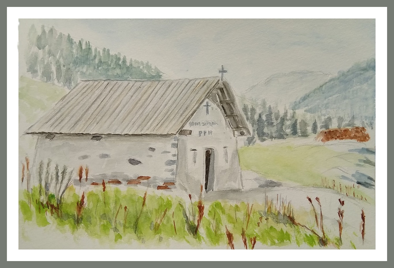 Chapelle St-Jacques à Laval  (08/2024)  Aquarelle Christiane Rau