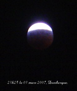 Eclipse de Lune du 3 mars 2007 à Dunkerque (photo Jean-Raymond Rau)