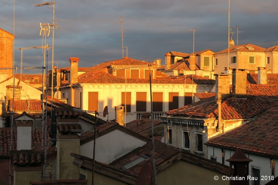 Les toits du Castello dans le soleil rasant du petit matin