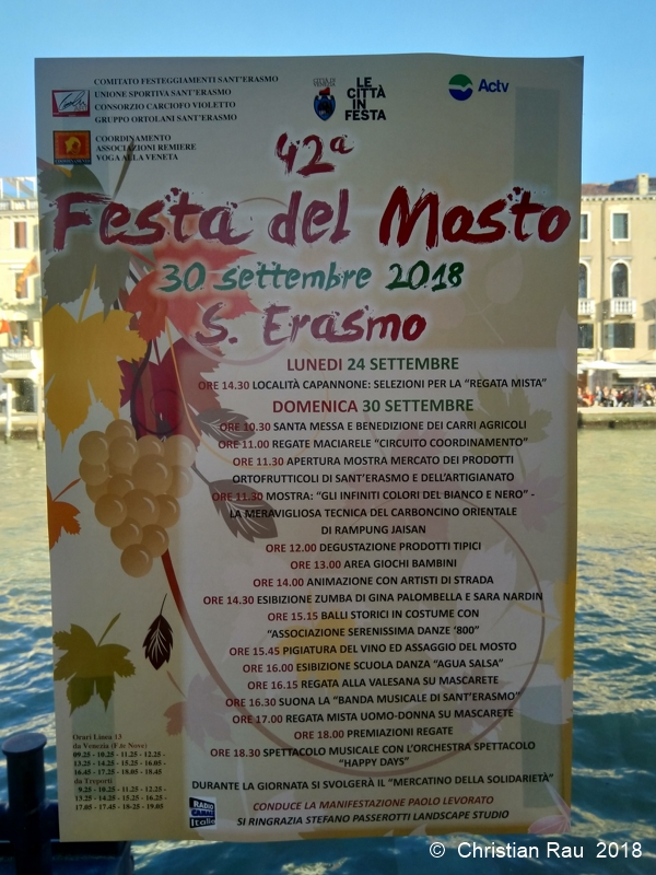 Programme affiché de la fête de Sant-Erasmo 2018
