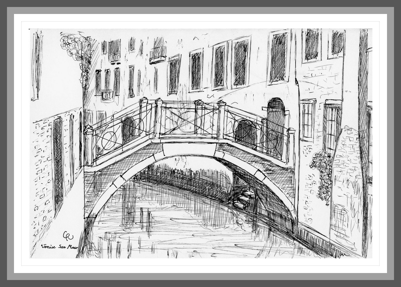 Venise -Pont à San Marco - Dessin © Christian Rau 1999